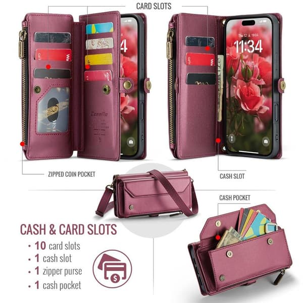 CaseMe mobildeksel C36 til Apple iPhone 17 Pro Max - Burgunder