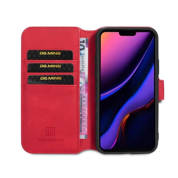 DG-Ming Wallet cover 3-kort til Apple iPhone 12 Pro - Red