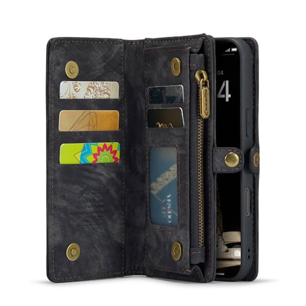 CaseMe mobilcover 008 8-kort til Apple iPhone 16 - Sort/grÃ¥