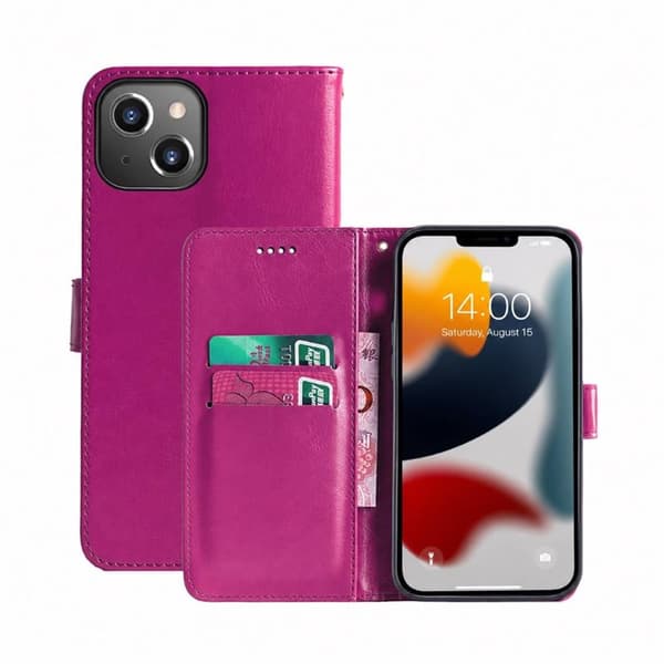 Lompakkokotelo 2-kortti Apple iPhone 13 mini - Vaaleanpunainen