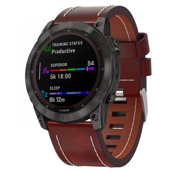 LÃ¦der urrem easyfit til Garmin Fenix 7X - Brun