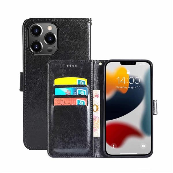 Lommebokdeksel 3-kort til Apple iPhone 13 Pro Max - Sort