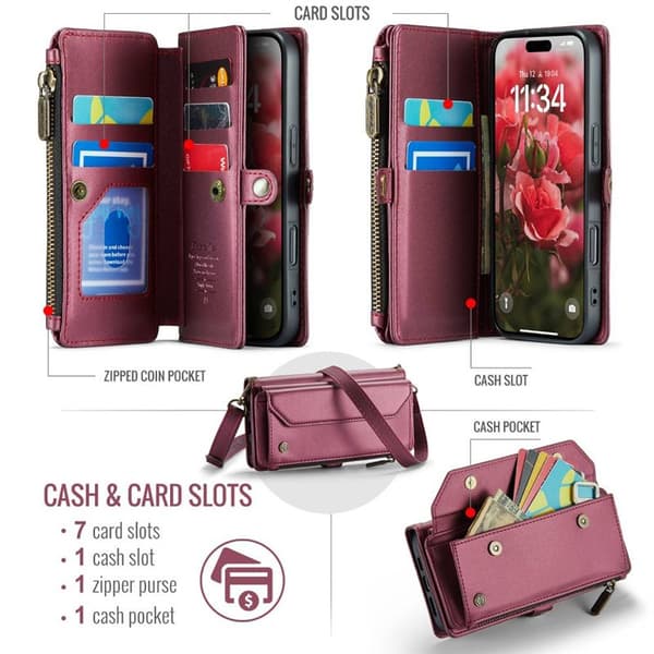CaseMe mobildeksel C36 til Apple iPhone 17 Pro - Burgunder