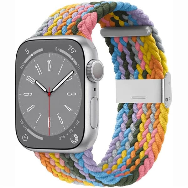 Flettet Urrem til Apple Watch 9 (45mm) - Light Rainbow