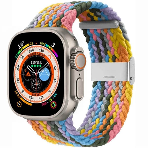 Flettet Urrem til Apple Watch Ultra (49mm) - Light Rainbow