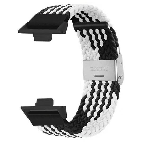 Flettet elastisk urrem til Huawei Watch Fit 5 - Sorthvid