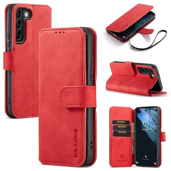 DG-Ming Wallet cover 3-kort til Samsung Galaxy S22 - Red