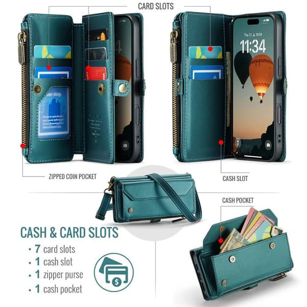 CaseMe mobildeksel C36 til Apple iPhone 17 Pro - Petrol