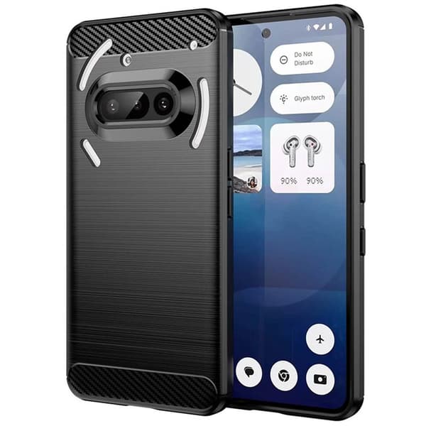 Børstet silikone cover til Nothing Phone 3a - Sort