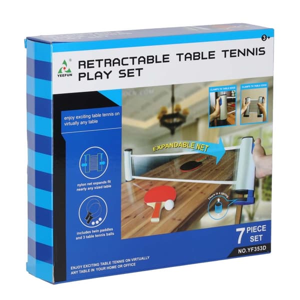 Bordtennis Set – Pingisnät, 2 Racketar & 3 Bollar