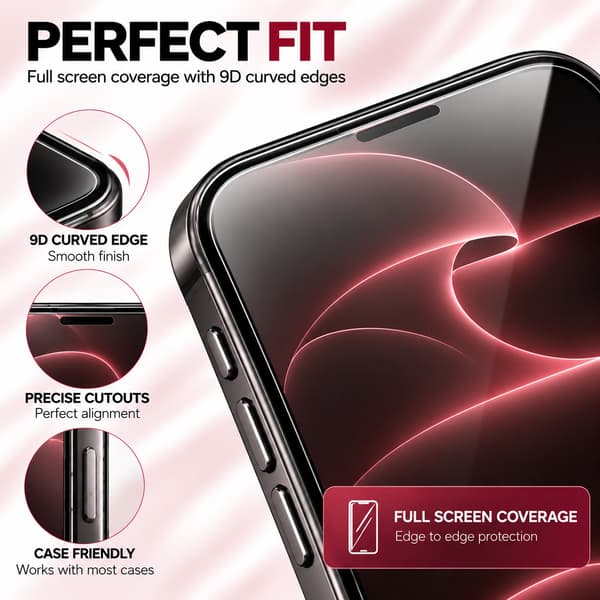 9D Härdat Skärmskydd i Glas för iPhone 18 Pro – 2-pack