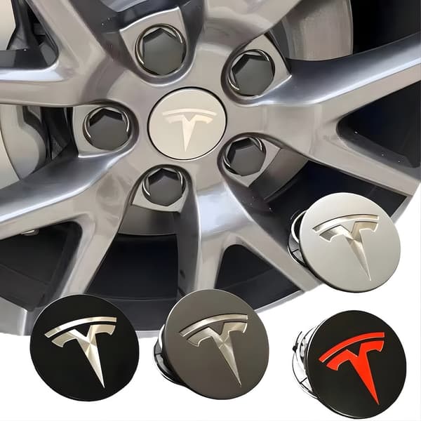 4-pak Tesla Centerkapsler – Hjulkapsel Emblem 56mm