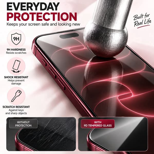 9D Härdat Skärmskydd i Glas för iPhone 18 Pro Max – 2-pack