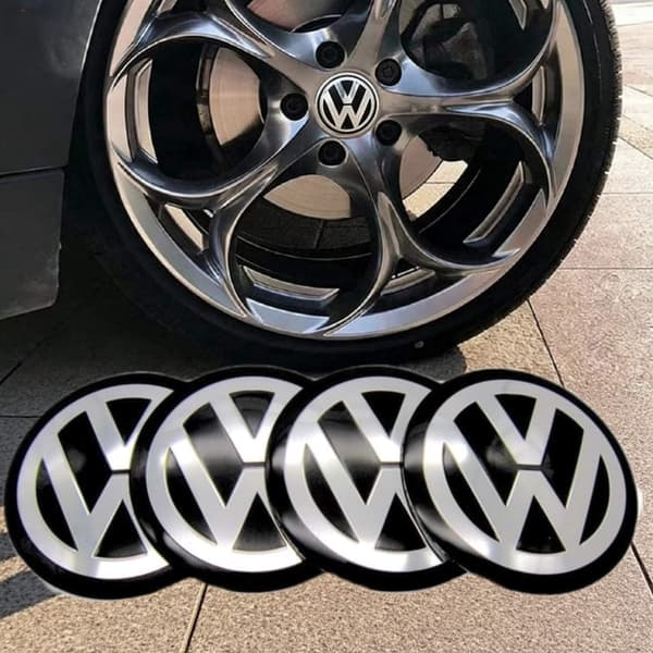 4-pakning Volkswagen Sentrumskåper – Hjulkapsel Emblem