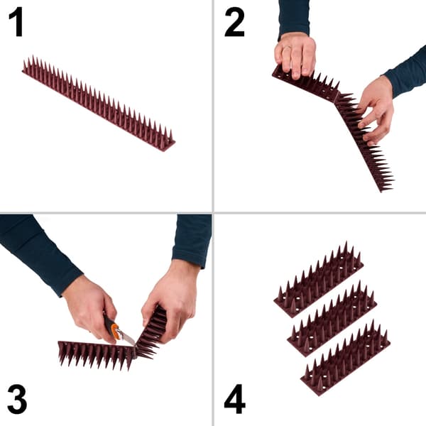 Fågelpiggar i plast – brun, 8 moduler