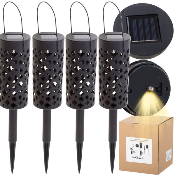 Solcellelykter for Hage – LED med Skumringssensor (4-pakning) Måne & Stjerner
