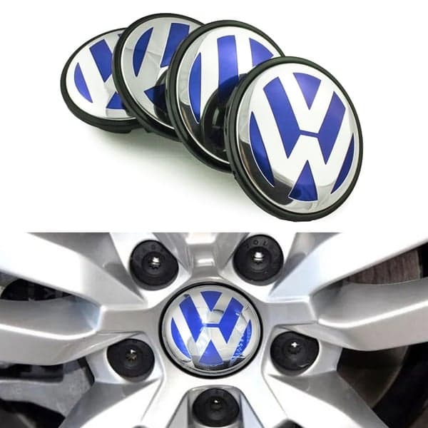 4-Pack Volkswagen Centrumkåpor – Hjulnav Emblem