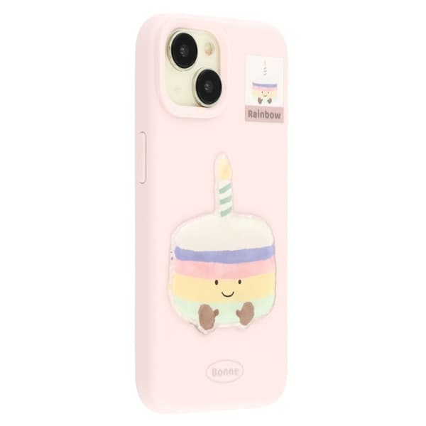 iPhone 14-cover med mønsterprint, 2,0 mm fleksibelt telefon cover med 3D-tilbehør - Lyserød + Macaron
