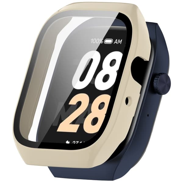 Mibro Watch T2 Scratch Resistant Tempered Glass Integrated Watch Case Full Coverage Protector - Ivory White