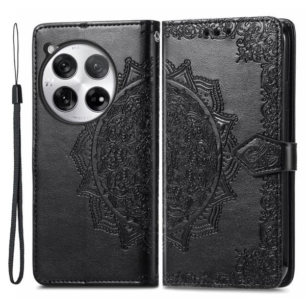 Mandala OnePlus 12 etui i lær - Svart
