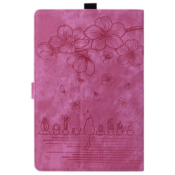 Amazon Kindle Paperwhite (2024) Case Flip Stand Leather Tablet Cover Cherry Blossom Cat Imprinted - Rose