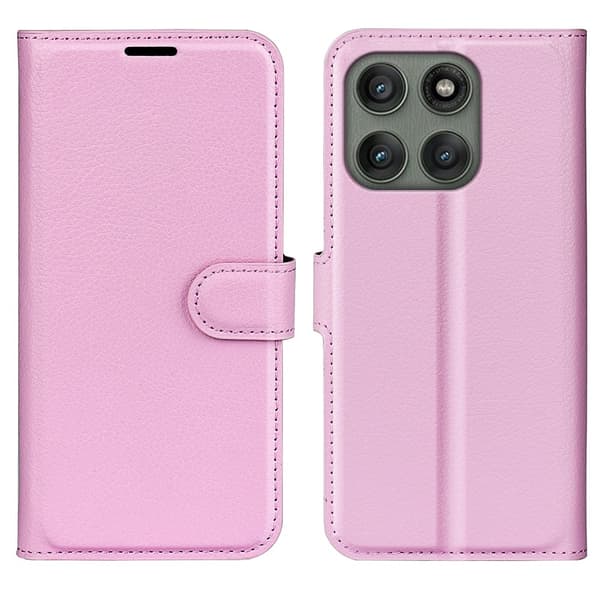 Klassisk Motorola Edge 60 Pro flip etui - Lyserød