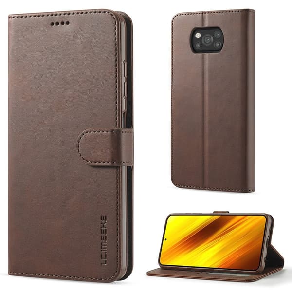 LC.Imeeke Xiaomi Poco X3 / X3 Nfc Flip Etui - Kaffe