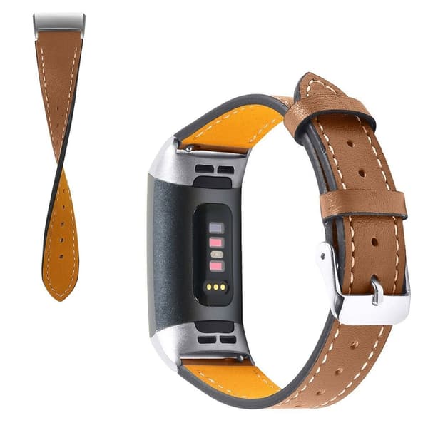 Fitbit Charge 4 / 3 urrem i ægte læder - Brun