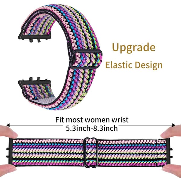 Samsung Galaxy Fit3 SM-R390 Elastisk håndledsbånd mønsterdesign urrem (sort spænde) - 9