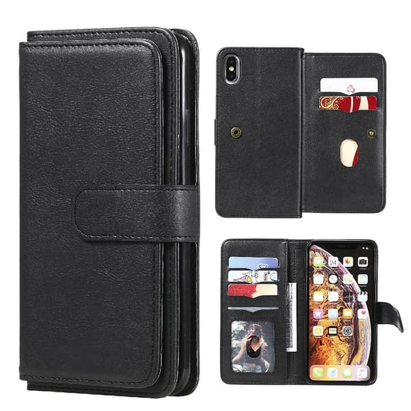iPhone Xs Max etui med pung & 10 kortpladser – Sort