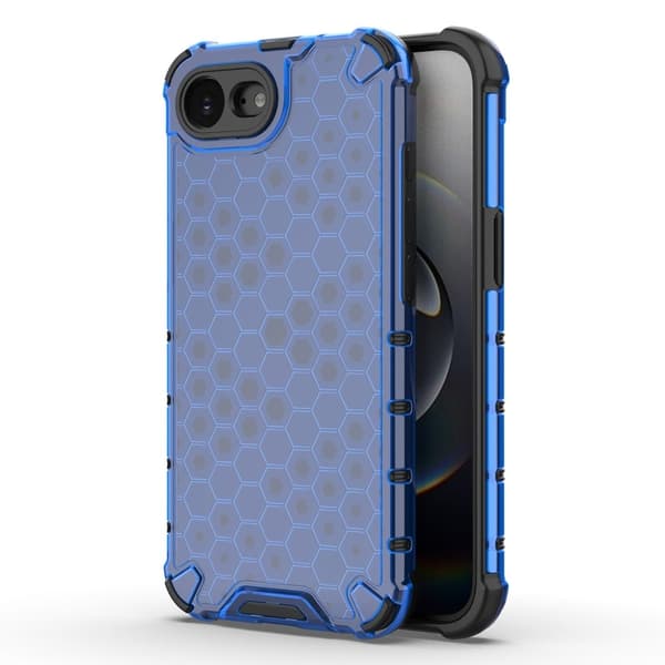 iPhone 16e Fodral PC + Flexibelt mobilskal Honeycomb Shape - Blå