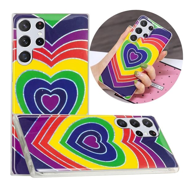 Deco Samsung Galaxy S23 Ultra Etui - Electroplated Hjerte