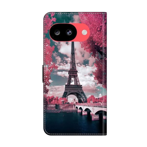 Plånboksfodral Google Pixel 10a mönstertryck stativ läderfodral med lock - Eiffeltornet