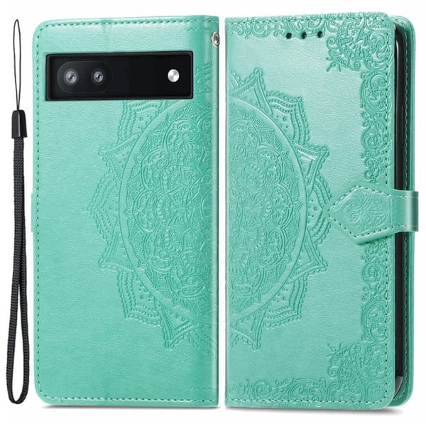 Mandala läder Google Pixel 6a fodral - Grön