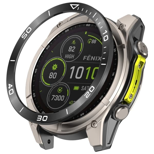 Garmin Tactix 8 51 mm SOLAR-version Rustfrit stål rammebeskyttelse Ridsefast ring - Sort + Hvid