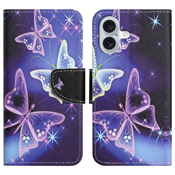 Wonderland iPhone 17 flip-etui - Glitrende Sommerfugl