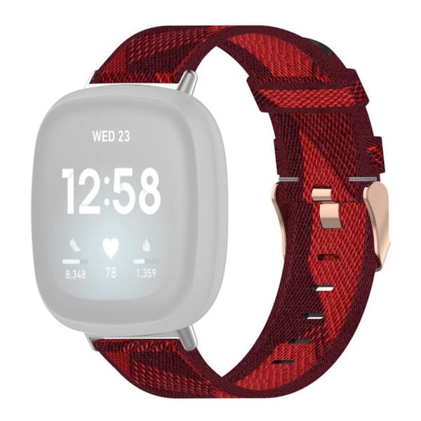 Fitbit Sense 2 / Versa 4 klokkerem i nylon - Rød Stripe