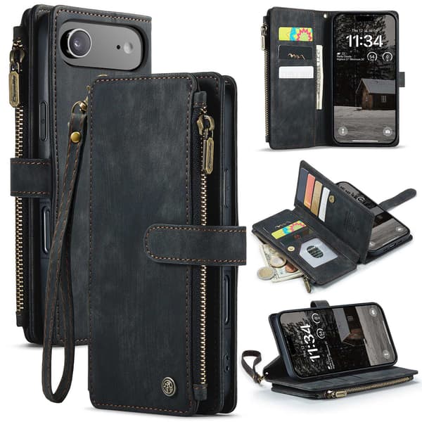 CaseMe iPhone Air etui med lynlås & pung - Sort