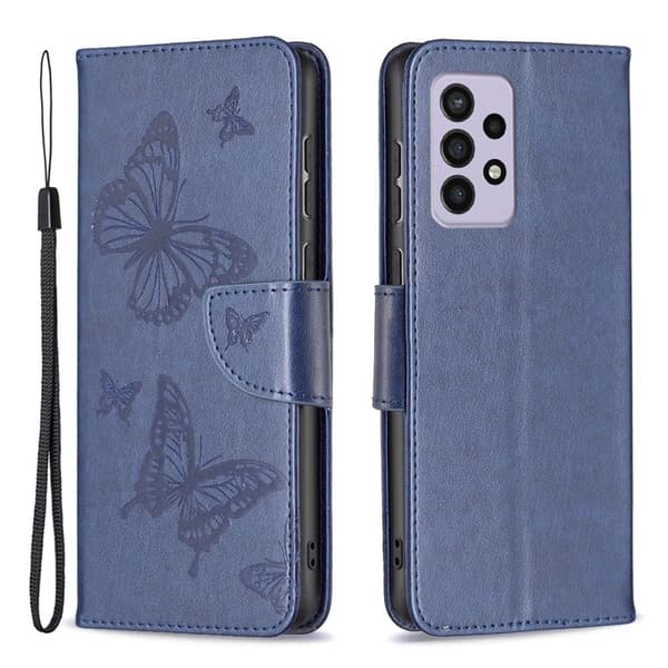 Butterfly Samsung Galaxy A33 5G Flippetui - Mørkeblå