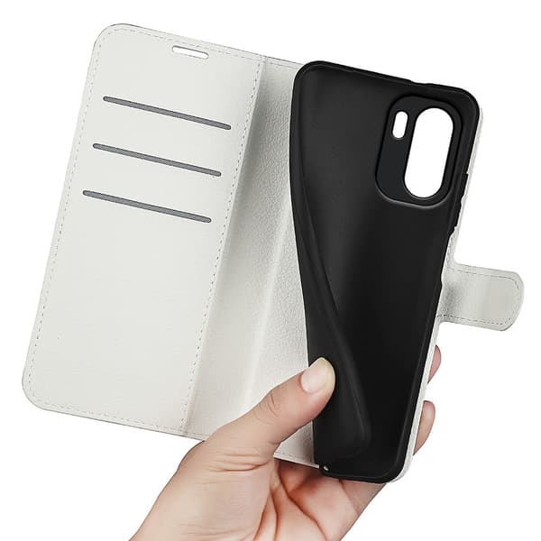 Klassisk OnePlus Ace 6 flip etui - Hvid