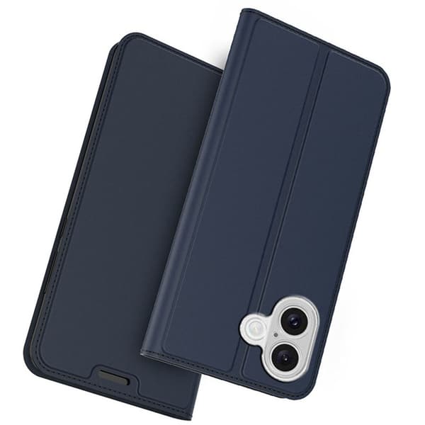 Glatt og tynt premium PU-skinnetui for iPhone 17 - Blå