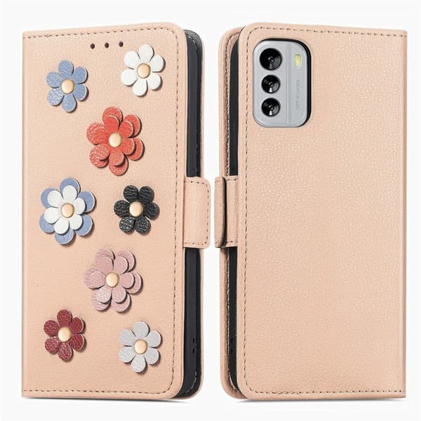 Glatt og tynt premium PU-skinnetui for Nokia G60 - Khaki