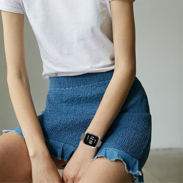 Fitbit Versa 2 / Lite klokkerem i ekte okseskinn - Grå