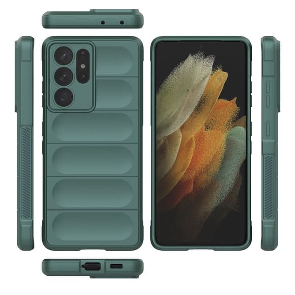 Mjukt greppformat Samsung Galaxy S21 Ultra 5G skal - Grön