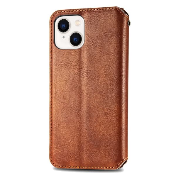 Läder iPhone 15 Plus fodral med romb-design - Brun