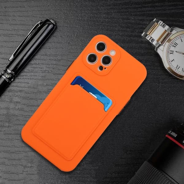 Cover med Kortholder til iPhone 15 Pro Max - Orange
