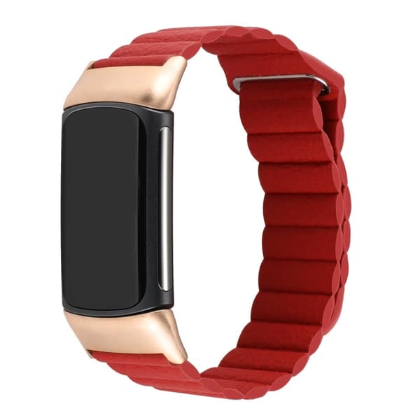Fitbit Charge 5 urrem i ægte læder - Rød