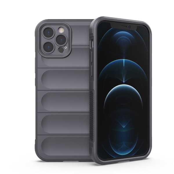 Mjukt greppformat iPhone 12 Pro skal - Silver/Grå
