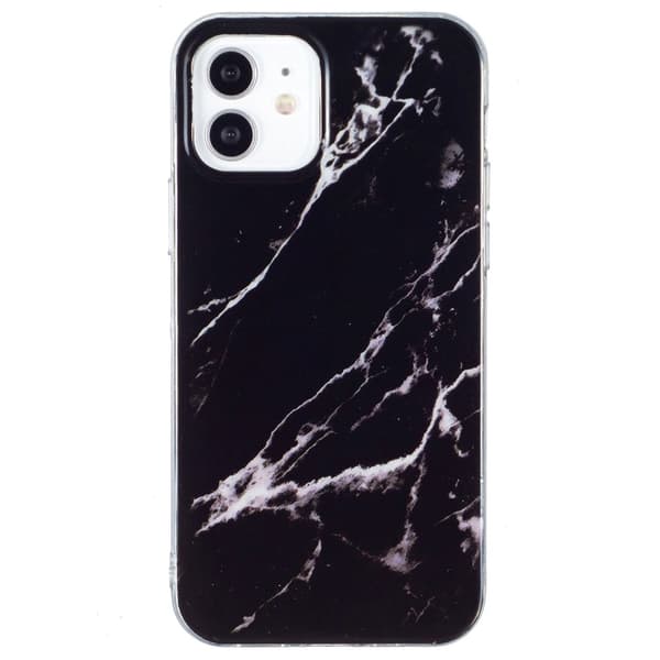 Marmormotiv iPhone 12 Mini skal - Svart