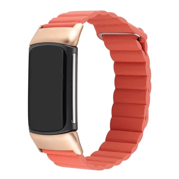 Fitbit Charge 5 urrem i ægte læder - Orange